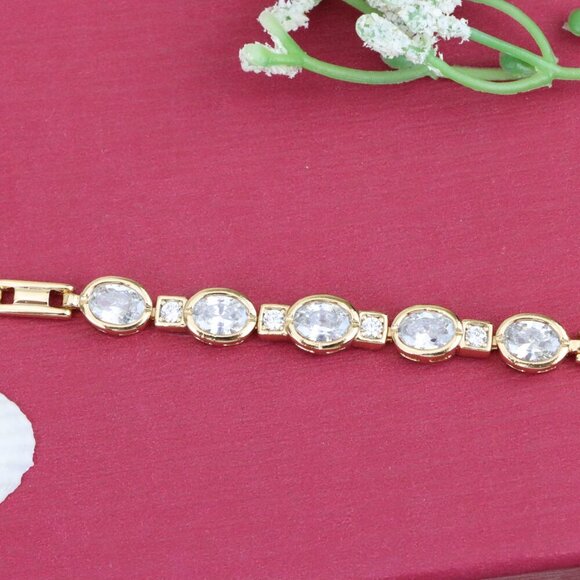 "Elegant Oval CZ Rose Gold Bracelet with Sparkling Accents, XPBL0939 - Picture 11 of 11